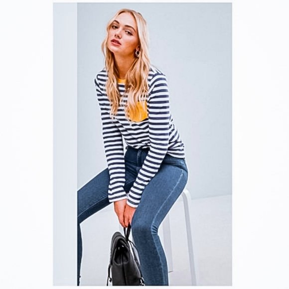 ASOS Tops - Asos EUC Striped Contrast Color Block Cotton Tee 4